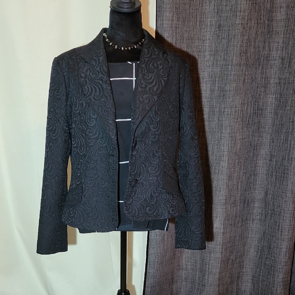 Black Double Breasted Tailored Blazer with Notched Lapels
